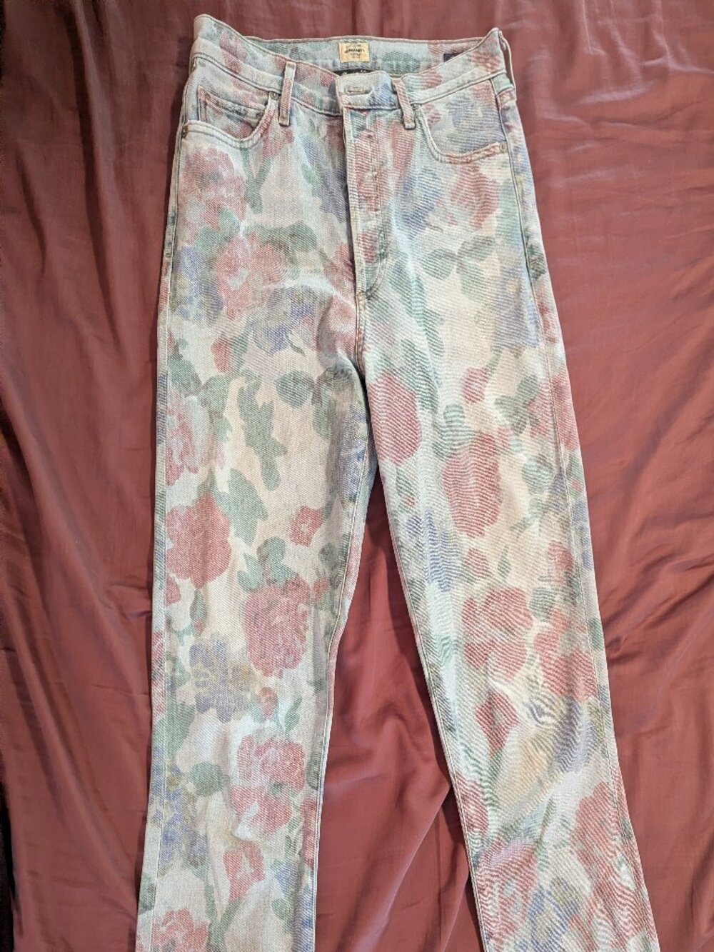 Citizens of Humanity Olivia Crop High-Rise Slim Jeans Floral Premium Vintage